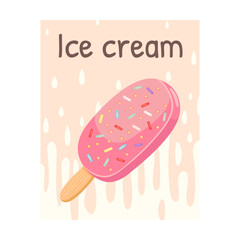 Sweets flyer. Ice creams vector illustration with text. Food and dessert concept for confectionery poster
