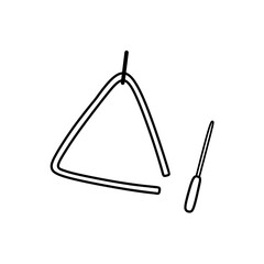 Triangle musical instrument isolated on white background. Vector hand-drawn illustration in doodle style. Perfect for cards, decorations, logo, various designs.
