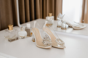 wedding shoes on the table