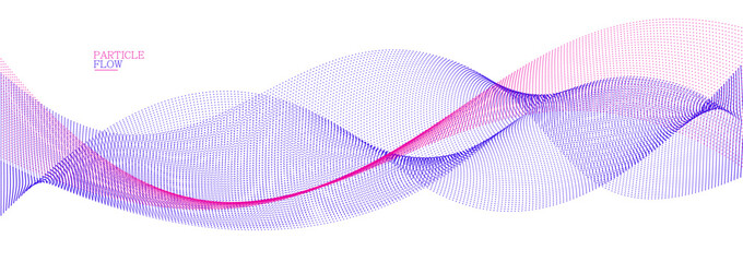 Smooth background with wave of flowing particles abstract vector art, easy and soft relaxing curve lines dots in motion, airy and soft illustration.
