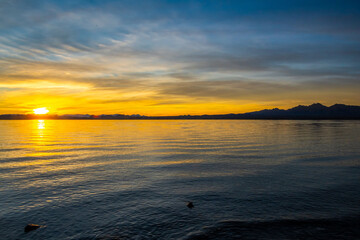 Dramatic vibrant sunset scenery in Lake Havasu State Park, Arizona