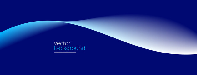 Curve shape flow vector abstract background in dark blue gradient, dynamic and speed concept, futuristic technology or motion art.