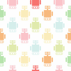 Retro Seamless Pattern with robots. Baby background