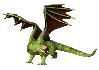 Obraz premium 3D Rendering Fairy Tale Dragon on White