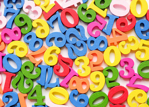 Colorful random wooden numbers background