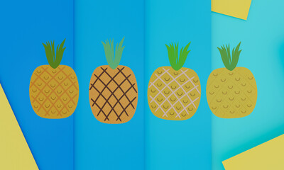 Summer Time poster on blue background with pineapples