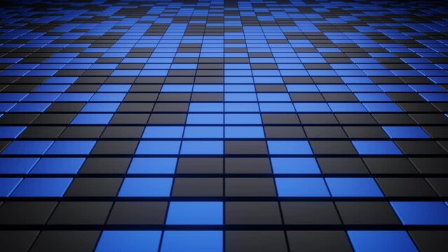 Digital online data technology background with blue square pixels on the grid