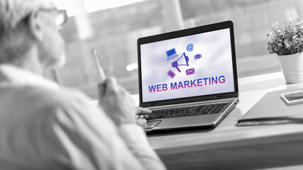 Web marketing concept on a laptop screen