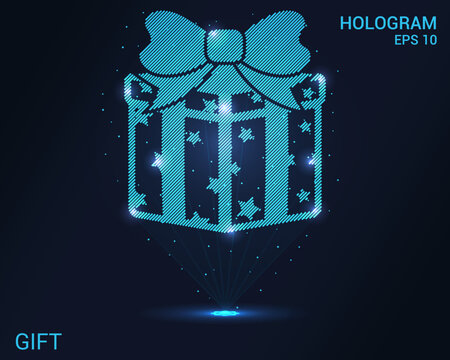 The hologram is a gift. A holographic projection is a gift. A shimmering stream of particle energy. Scientific design holiday.
