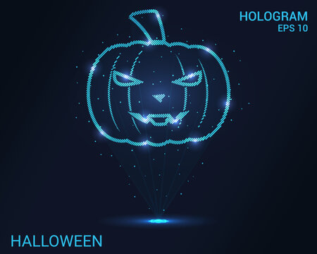 A Halloween hologram. A holographic projection of a pumpkin. A shimmering stream of particle energy. Scientific Halloween design.