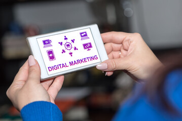 Digital marketing concept on a smartphone