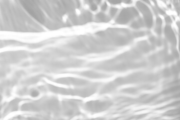 Blurred defocused water texture overlay effect for photo and mockups. Organic drop diagonal shadow and light caustic effect on a white wall. Shadows for natural light effects