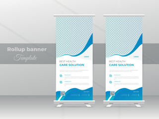 Medical healthcare roll up banner design or pull up banner or pull up banner template