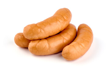 Boiled pork sausages, Isolated on white background.