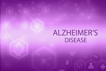 Vector purple illustration on the theme of National Alzheimer's Awareness Month, medical infographic, November.