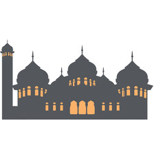 Mosque Dark Black Color With Orange Window Light
