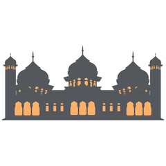 Mosque Dark Black Color With Orange Window Light