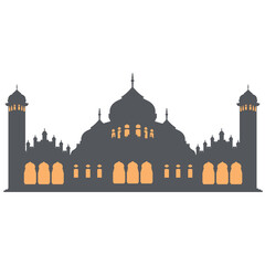 Mosque Dark Black Color With Orange Window Light