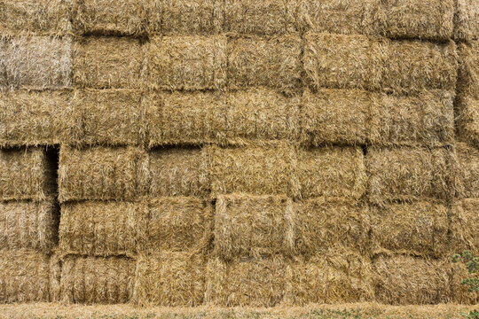Stapel von Ballen aus Stroh mit Struktur