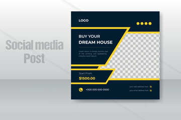 Creative modern real estate house sale social media post banner design or web banner template