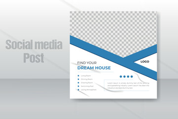 Creative modern real estate house sale social media post banner design or web banner template