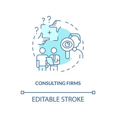 Consulting firms turquoise concept icon. New business sponsorship type abstract idea thin line illustration. Isolated outline drawing. Editable stroke. Arial, Myriad Pro-Bold fonts used