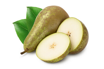 Green conference pear isolated on white background with full depth of field