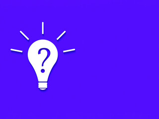 White light bulb with shadow on yellow background. Illustration of symbol of lack of idea. Question mark. 3D image. 3D rendering.