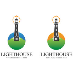 creative lighthouse logo template icon image