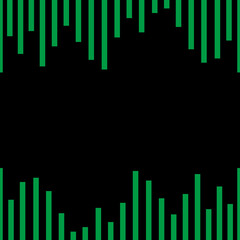 Seamless green graph line frame on black background. Space in the middle for inserting text or images.