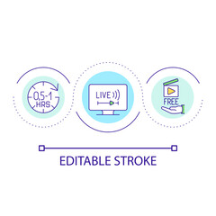 Live broadcasting online loop concept icon. Virtual and free lecture. Social media streaming abstract idea thin line illustration. Isolated outline drawing. Editable stroke. Arial font used