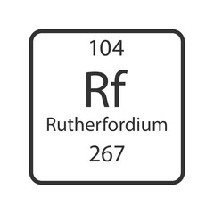 Rutherfordium symbol. Chemical element of the periodic table. Vector illustration.