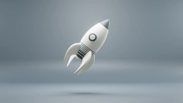 Beautiful abstract animation rocket launcher symbol on a blue background . 3d rendering illustration. Background pattern for design. Loops video.