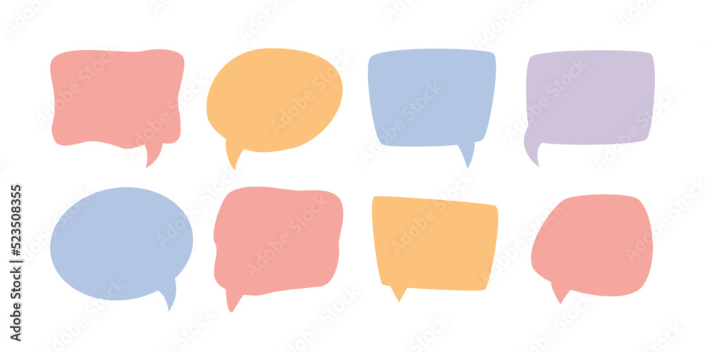 Poster set of speak bubbles for text, chatting boxes, bubbles for messages isolated flat line icon. vector 