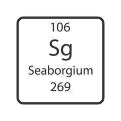 Seaborgium symbol. Chemical element of the periodic table. Vector illustration.