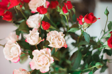 Small roses, selective focus, Soviet lens