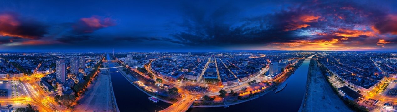 mannheim aerial blue hour 360&deg; available light