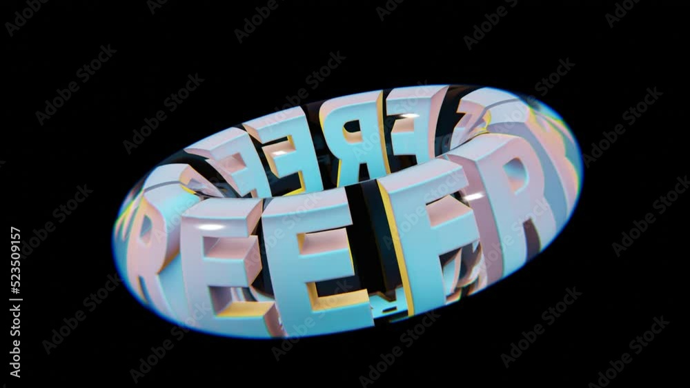 Aufkleber Dynamic 3D Rendering: Abstract Colorful 'Free' Words in Glass
