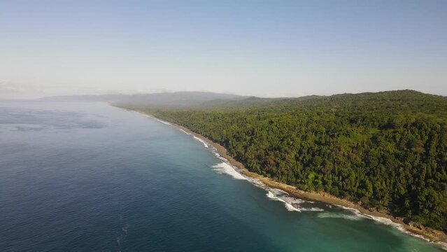 Aerial view of the south pacific coastline of Costa Rica, Osa Peninsula