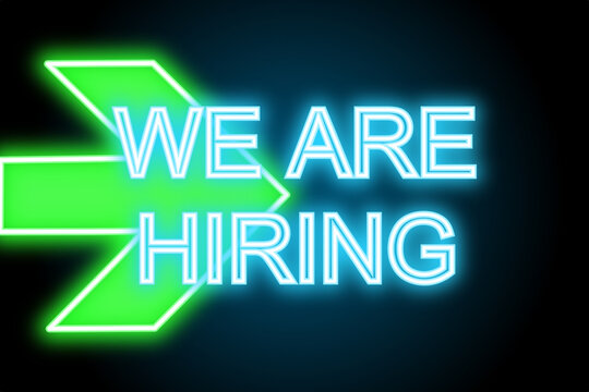 Job Vacancy We Are Hiring Glowing Neon Sign 