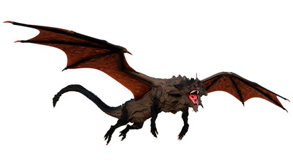 3D Rendering Fairy Tale Dragon on White