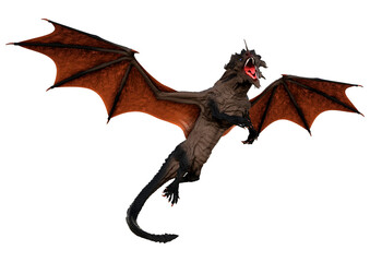 3D Rendering Fairy Tale Dragon on White
