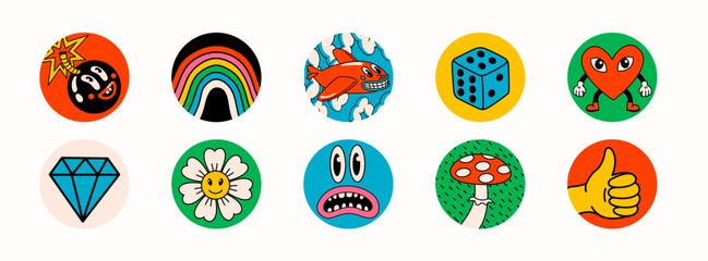 Cartoon vector abstract highlights covers for a social media stories