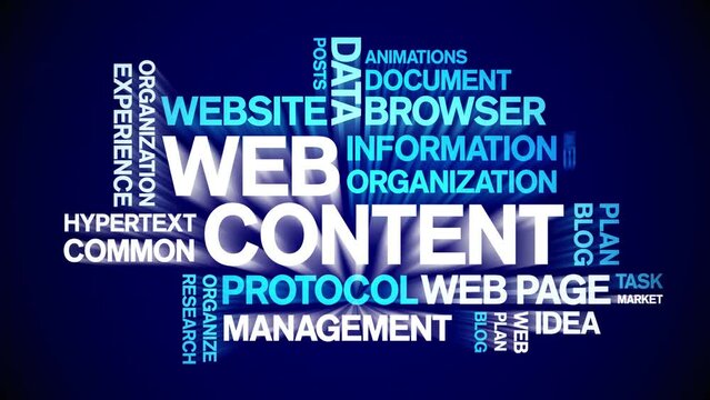 Web Content animated tag word cloud;text design animation kinetic typography seamless loop.