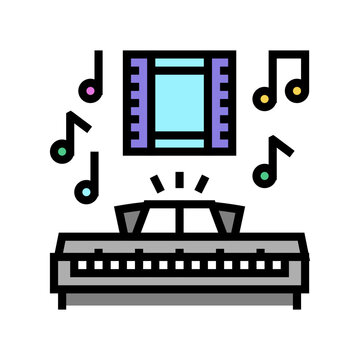film composer video production color icon vector. film composer video production sign. isolated symbol illustration
