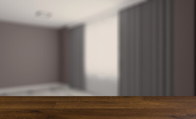 Modern office Cabinet.  3D rendering.   Meeting room. Background with empty wooden table. Flooring.