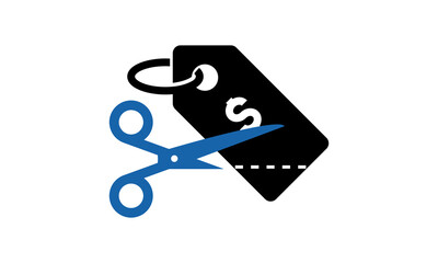 scissors cut the price tag concept low cost, reduction sign, symbol, icon. sale , vector isolated flat illustration