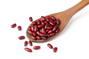 Dried red bean, kidney bean on the white background