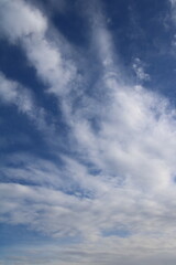 Cielo azul con nubes blancas (altocúmulos).