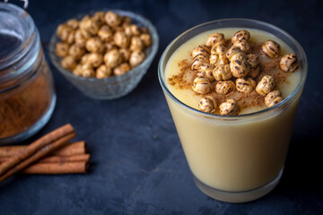 Traditional Turkish drink with roasted chickpea Boza or Bosa